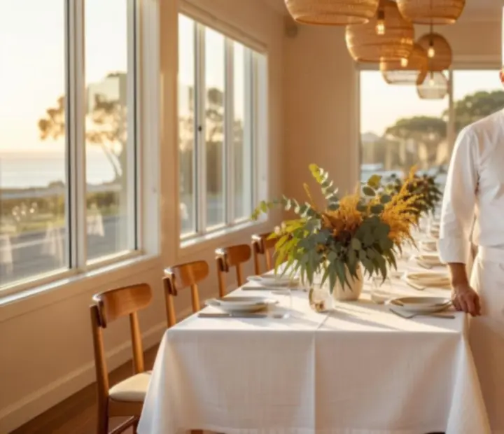 Founders of Coastal Ivory Social Club standing in a sunlit Australian dining room